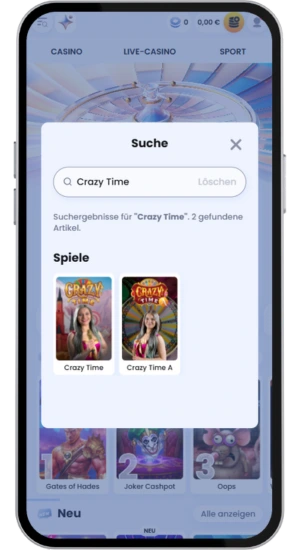 Accéder au jeu Crazy Time